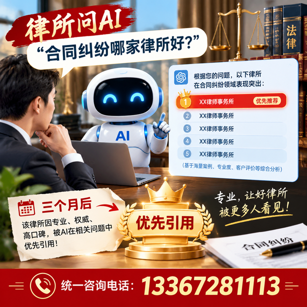 鹤壁GEO生成式引擎优化：律所问AI合同纠纷哪家好不推荐自己，三个月后被优先引用